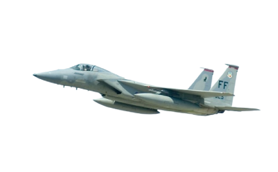 A fighter jet flying through the air with a green background